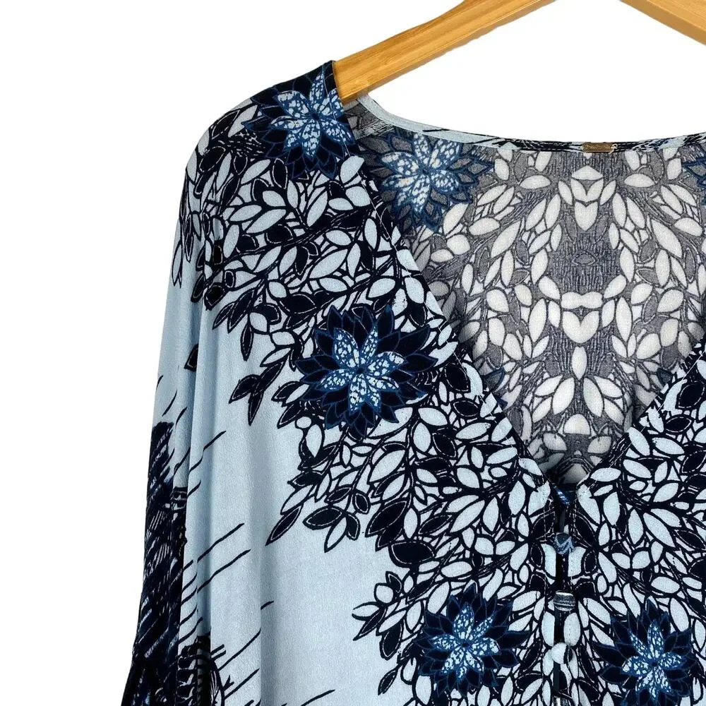 Free People Birds Of A Feather Top Blue Medium - Picture 3 of 7